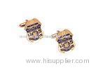 Copper, Zinc Alloy, Aluminum Cid Cufflink By Brass Stamped With Soft Enamel, Gold Plating