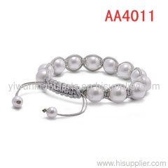 pearl shamballa style bracelet