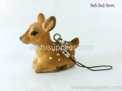 wooden carving deer key ring