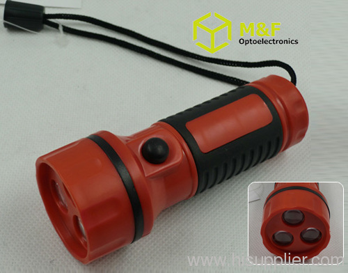 3leds aaa battery operated plastic led flashlight