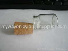 new design glass bottle with cork usb flash drive