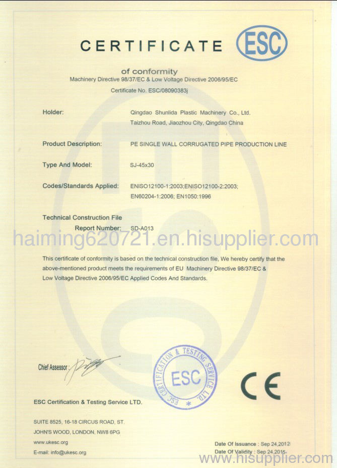 plastic pipe CE certification