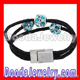 crystal beads leather bracelet