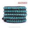 Multi row Leather Turquoise Beaded Wrap Bracelet