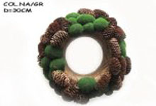 Artificial Imitation fake synthetic faux decorative moss pinecone wreaths