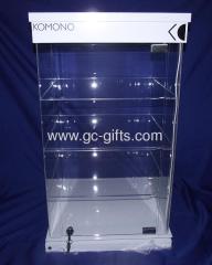 Rotary lockable acrylic showcases with LED lights