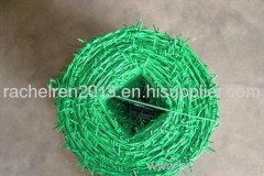 Plastic coated barbed wire
