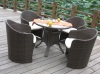 Patio wicker KD dining table with chairs