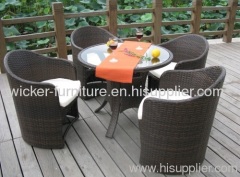 Patio wicker KD dining table with chairs