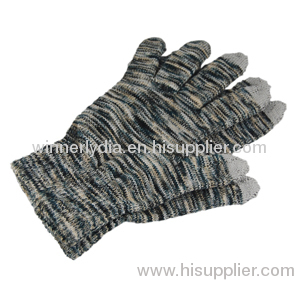 Melange color knitted touch screen glove for winter