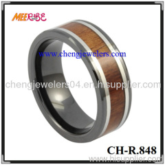 wood inlay tungsten ring