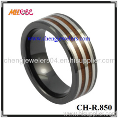 wood inlay tungsten ring