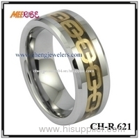 gold chain inlay tungsten ring