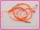 3.5mm Stereo Orange Color Cartoon Mp3 Cute Zipper Earphones, Noise Reducing Earphones
