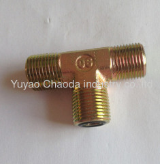 BSP THREAD ADJUSTABLE STUD END WITH O-RING SEALING RUN TEE