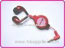 Red Metal Retractable Earphones, Promotion Retractable Earphones For Mp3 / Mp4 Players