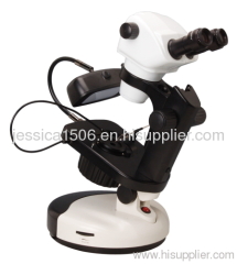 Gemological Microscope with LED Point Light, Dark Field Illumination, Rotatable Base