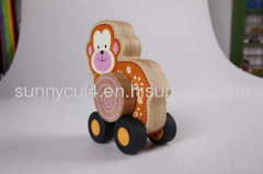 Animal car - monkey wooden children toys gifts