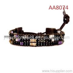 cheap leather beaded wrap bracelets hot sell for girls