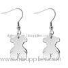 Non-Allergenic Cute Fashion Stainless Steel Teddybear Drop Hook Earring, E011 Wire Cutting Fish Hook