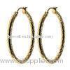 Womens Rose Gold Plated Stainless Steel Shrimp Design Hoop Earrings, E044-10 Stainless Steel Hoop E