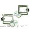 Square Simple style Stainless Steel Earrings With Rhinestone Diamond, E100 Stainless Steel Stud Earr