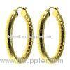 Rose Gold Color Stainless Steel 30mm Diameter Circle Pattern Hoop Earrings, E016-1 Stainless Steel H