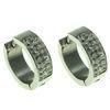 Polished Stainless Steel Huggie Earring Stud With 3 Line Of Rhinestone, E391 Huggie Earring For Gift