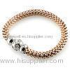 Rose Gold Plated Popcorn Hollow Chain Stainless Steel Bracelet In Polished Steel, Popcorn Bracelet F