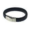 Stainless Steel And Leather Men's Woven Bracelet, BR156 Black Mens Stainless Steel Bracelets For Gif