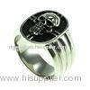 Fancy Stainless Steel cast hooded skull Ring, R1125 Steel Color, Black Color Stainless Steel Skull R