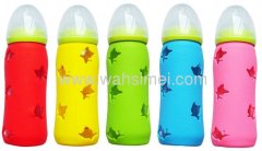 colorful eco-friendly silicone feeding baby bottle with cover