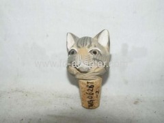 Cat Wooden Carved Wine Bottle Stopper