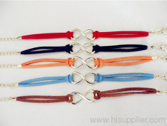 Gold Plated Lobster Clasp Infinity Leather Chain Bracelet