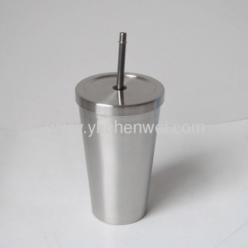 450ml (16oz) BPA free stainless steel straw mug with lid
