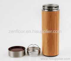 Bamboo Covered Straight Stainless Steel Insulated Mug