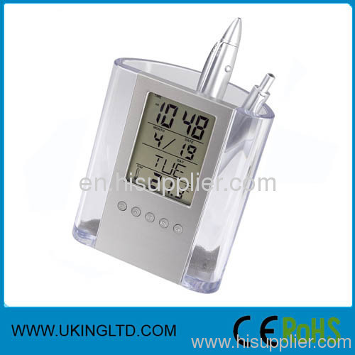 LCD Clock with Penholder