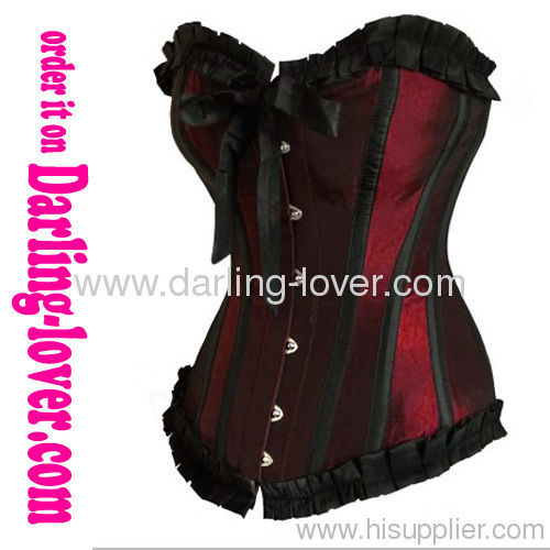 Strapless Red Burlesque Lace Corset