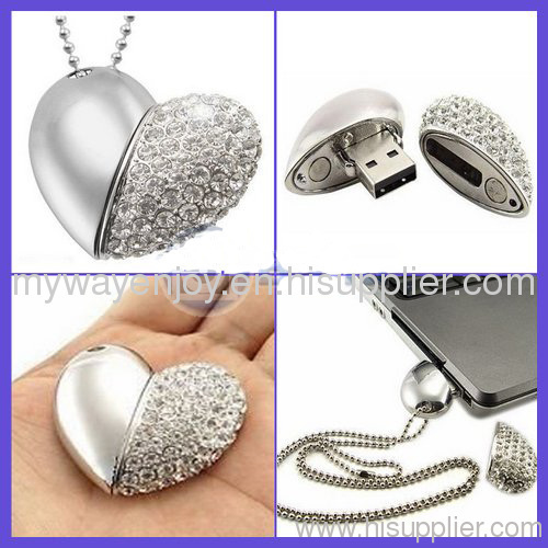 Wedding gifts diamond heart shape usb flash drive,heart pendrive