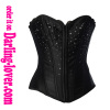 Black rhinestone trim lace corset