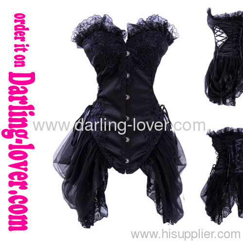 Black sexy lace boneless corset dress