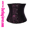 Sexy purple satin printed underbust corset