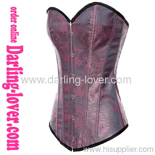 Flower parttern purple overbust corset