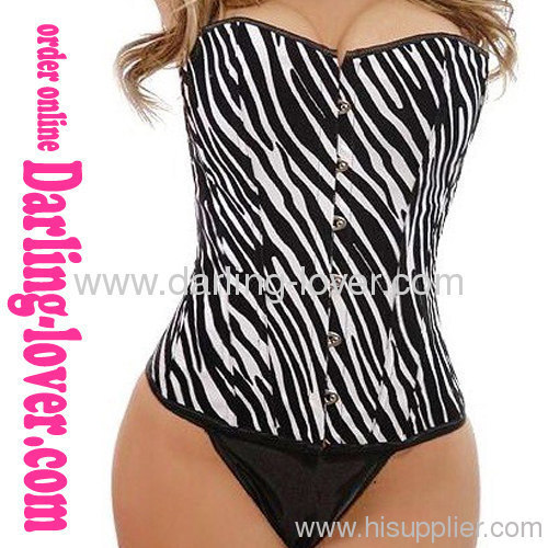 Sexy Zebra Satin Overbust Corset