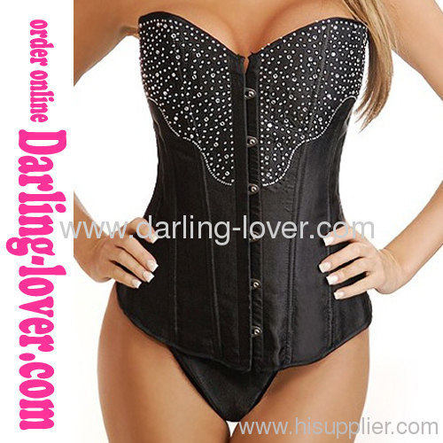 black rhinestone sexy corsets