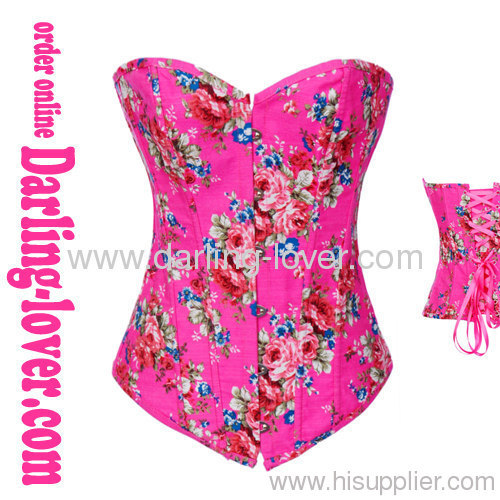 Pink cowboy fabric sexy corsets