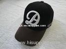 Black Custom Embroidered Baseball Caps For Kids, 100% Cotton Men Sports Ball Caps With 6 Panels