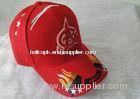 Custom Red Embroidered Baseball Caps With Metal Buckle, 100% Cotton Personalized Sports Caps Hats
