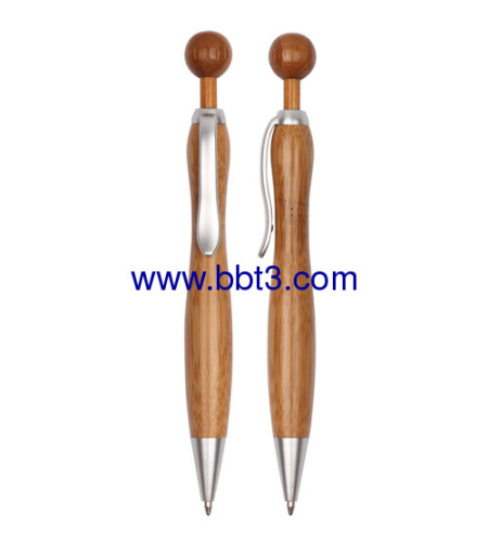 Promotional bamboo ballpoint pen with ball-shape click