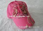 Custom Embroidered Baseball Caps For Ladies, Adjustable Fashion Pink Women Sports Caps With 6 Panel
